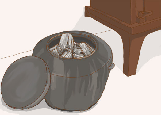 消炭壺（けしずみつぼ）の使用例イラスト
